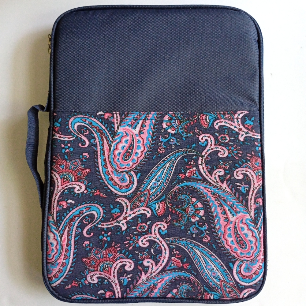 Tablet / Stationery Zip Organizer Case, Navy Blue and Pink, Pre-owned